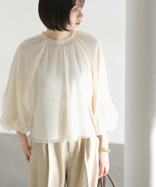 La TOTALITE（ラトータリテ）の「【洗える】2wayチュールプリーツブラウス（シャツ/ブラウス・レディース・イエロー/ホワイト/ブラック・FREE）」の22枚目の写真