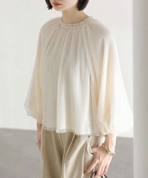 La TOTALITE(ラトータリテ)の「【洗える】2wayチュールプリーツブラウス(シャツ/ブラウス・レディース・イエロー/ホワイト/ブラック・FREE)」の16枚目の写真