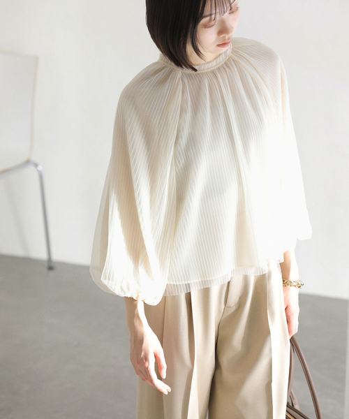 La TOTALITE(ラトータリテ)の「【洗える】2wayチュールプリーツブラウス(シャツ/ブラウス・レディース・イエロー/ホワイト/ブラック・FREE)」の18枚目の写真