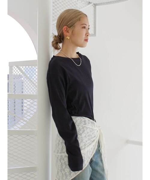 Ungrid（アングリッド）の「シアーフィットロングスリーブTee（Tシャツ/カットソー・レディース・ブラック/レッド/オレンジ/ブルー/オフホワイト・FREE）」の7枚目の写真