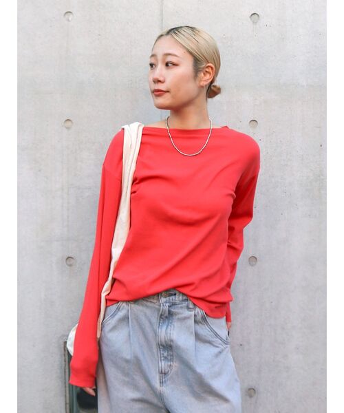 Ungrid（アングリッド）の「シアーフィットロングスリーブTee（Tシャツ/カットソー・レディース・ブラック/レッド/オレンジ/ブルー/オフホワイト・FREE）」の12枚目の写真