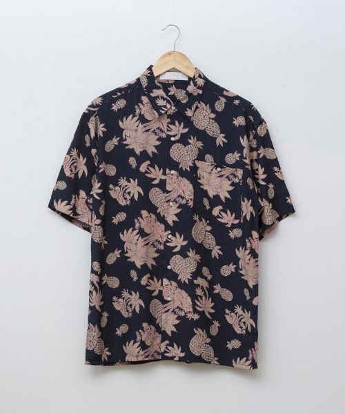 A blends（エイブレンズ）の「A blends パイナップルアロハシャツ（Tシャツ/カットソー・メンズ・オレンジ/ネイビー・MEDIUM/LARGE）」の5枚目の写真