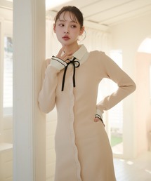fupel（フぺル）の「frill docking ribbon mini onepiece / フリルドッキングリボンミニワンピース（ワンピース）」
