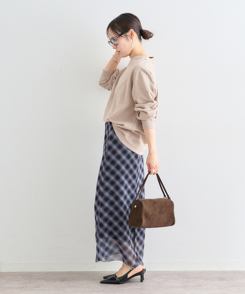 U by SPICK&SPAN（ユーバイスピックアンドスパン）の「シアーチェックタイトスカート（スカート・レディース・スカイブルー/ブラック・38/36）」の3枚目の写真