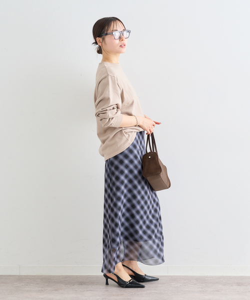 U by SPICK&SPAN（ユーバイスピックアンドスパン）の「シアーチェックタイトスカート（スカート・レディース・スカイブルー/ブラック・38/36）」の6枚目の写真