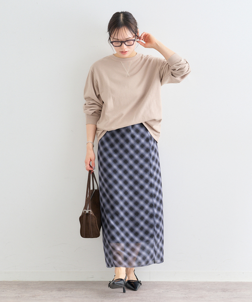 U by SPICK&SPAN（ユーバイスピックアンドスパン）の「シアーチェックタイトスカート（スカート・レディース・スカイブルー/ブラック・38/36）」の8枚目の写真