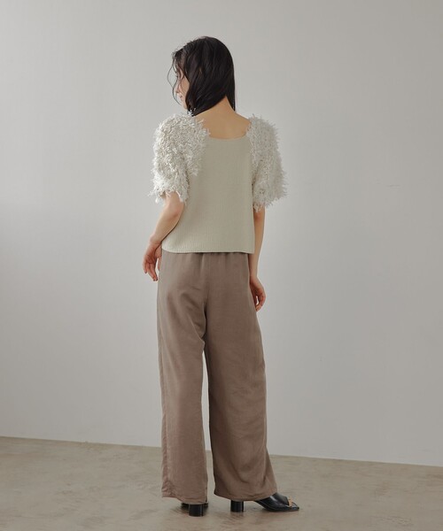 EMMEL REFINES（エメルリファインズ）の「＜EMMEL REFINES＞EM HW テープヤーン ショートスリーブ ニット（ニット/セーター・レディース・ベージュ/ホワイト/ライトブルー・FREE）」の5枚目の写真