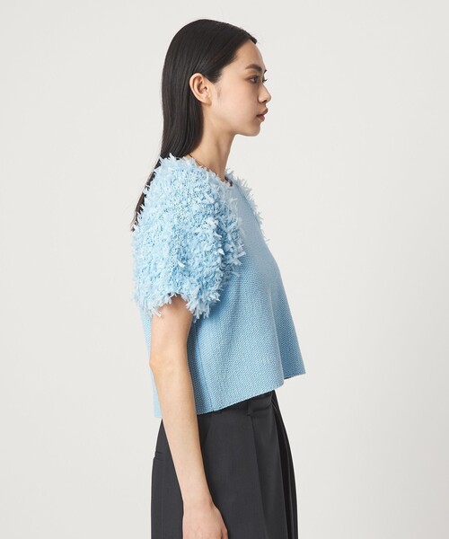 EMMEL REFINES（エメルリファインズ）の「＜EMMEL REFINES＞EM HW テープヤーン ショートスリーブ ニット（ニット/セーター・レディース・ベージュ/ホワイト/ライトブルー・FREE）」の13枚目の写真