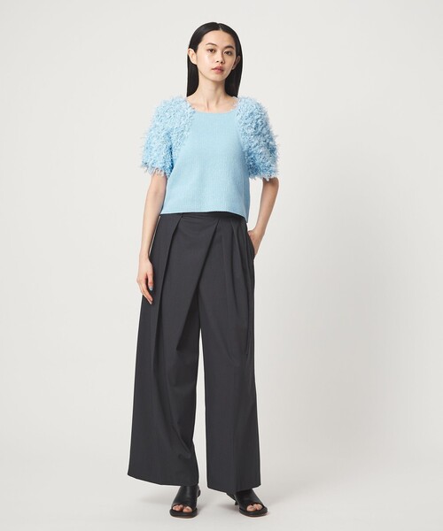 EMMEL REFINES（エメルリファインズ）の「＜EMMEL REFINES＞EM HW テープヤーン ショートスリーブ ニット（ニット/セーター・レディース・ベージュ/ホワイト/ライトブルー・FREE）」の15枚目の写真