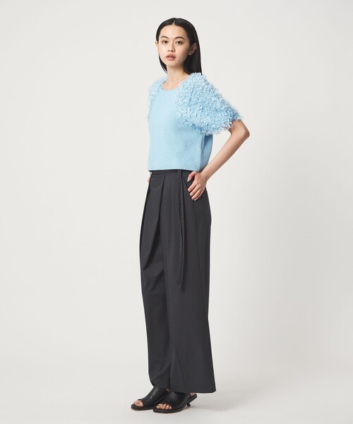 EMMEL REFINES（エメルリファインズ）の「＜EMMEL REFINES＞EM HW テープヤーン ショートスリーブ ニット（ニット/セーター・レディース・ベージュ/ホワイト/ライトブルー・FREE）」の16枚目の写真