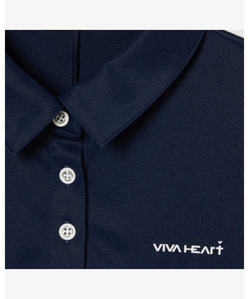 VIVA HEART（ビバハート）の「【VIVA　HEART/GOLF】 ジャカードスリーブ半袖ポロシャツ（ポロシャツ・レディース・ホワイト/ネイビー/イエロー・40/38/42）」の4枚目の写真