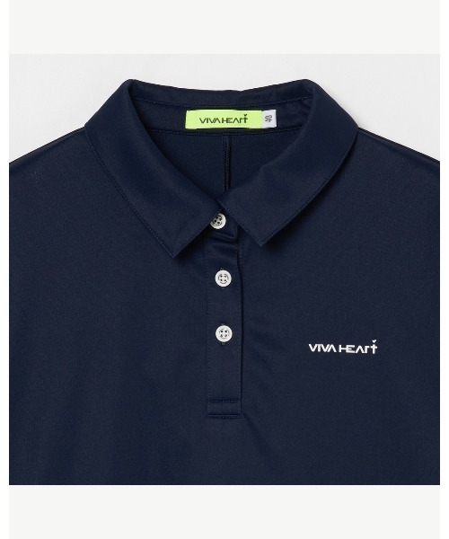 VIVA HEART（ビバハート）の「【VIVA　HEART/GOLF】 ジャカードスリーブ半袖ポロシャツ（ポロシャツ・レディース・ホワイト/ネイビー/イエロー・40/38/42）」の9枚目の写真