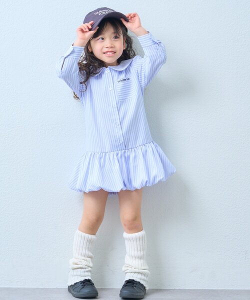 CIAOPANIC TYPY(チャオパニックティピー)の「【KIDS】ストライプ裾バルーンシャツワンピース【WEB限定】(シャツ/ブラウス・キッズ・サックスブルー/イエロー・150/130/110)」の5枚目の写真