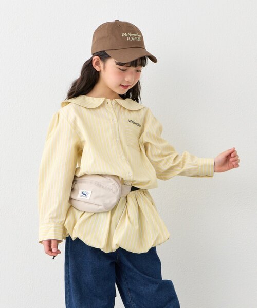 CIAOPANIC TYPY(チャオパニックティピー)の「【KIDS】ストライプ裾バルーンシャツワンピース【WEB限定】(シャツ/ブラウス・キッズ・サックスブルー/イエロー・150/130/110)」の12枚目の写真