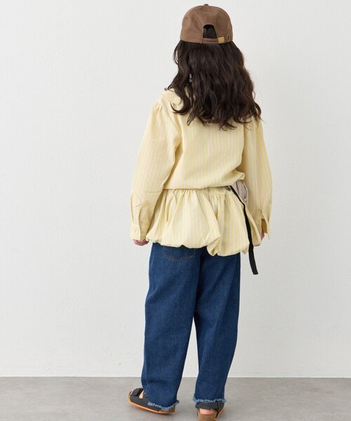CIAOPANIC TYPY(チャオパニックティピー)の「【KIDS】ストライプ裾バルーンシャツワンピース【WEB限定】(シャツ/ブラウス・キッズ・サックスブルー/イエロー・150/130/110)」の14枚目の写真