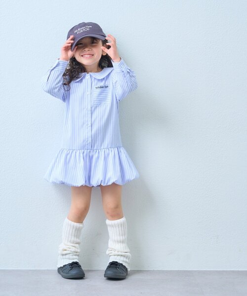 CIAOPANIC TYPY(チャオパニックティピー)の「【KIDS】ストライプ裾バルーンシャツワンピース【WEB限定】(シャツ/ブラウス・キッズ・サックスブルー/イエロー・150/130/110)」の15枚目の写真