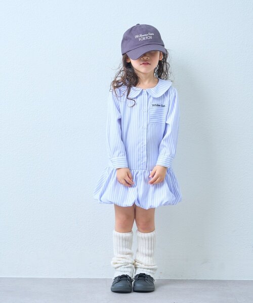 CIAOPANIC TYPY(チャオパニックティピー)の「【KIDS】ストライプ裾バルーンシャツワンピース【WEB限定】(シャツ/ブラウス・キッズ・サックスブルー/イエロー・150/130/110)」の16枚目の写真