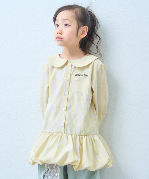 CIAOPANIC TYPY(チャオパニックティピー)の「【KIDS】ストライプ裾バルーンシャツワンピース【WEB限定】(シャツ/ブラウス・キッズ・サックスブルー/イエロー・150/130/110)」の19枚目の写真