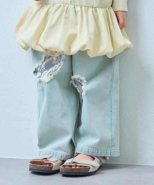 CIAOPANIC TYPY(チャオパニックティピー)の「【KIDS】ストライプ裾バルーンシャツワンピース【WEB限定】(シャツ/ブラウス・キッズ・サックスブルー/イエロー・150/130/110)」の20枚目の写真