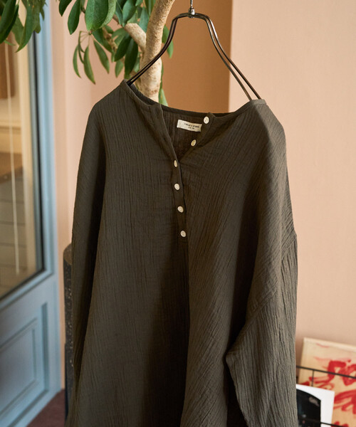 限定展開 インド ダブルガーゼ ヘンリー ボタン ロングスリーブ（T