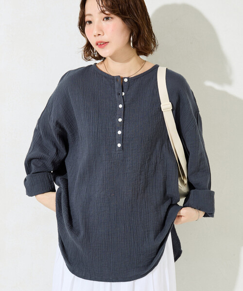 限定展開 インド ダブルガーゼ ヘンリー ボタン ロングスリーブ（T