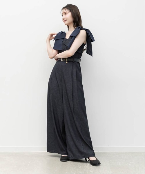 RANDA（ランダ）の「2WAY リボンショルダーロンパース（サロペット/オーバーオール・レディース・ベージュ/ネイビー/グレー・1/0）」の20枚目の写真