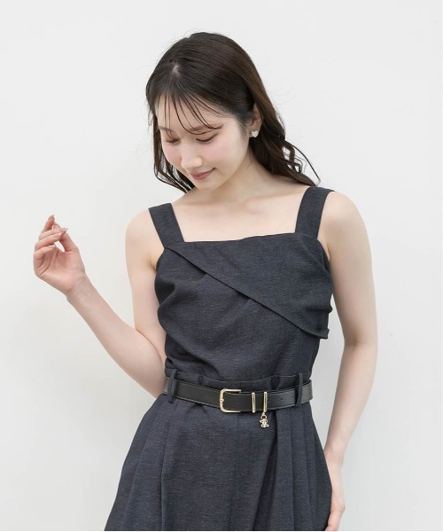 RANDA（ランダ）の「2WAY リボンショルダーロンパース（サロペット/オーバーオール・レディース・ベージュ/ネイビー/グレー・1/0）」の6枚目の写真