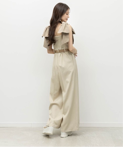RANDA（ランダ）の「2WAY リボンショルダーロンパース（サロペット/オーバーオール・レディース・ベージュ/ネイビー/グレー・1/0）」の9枚目の写真