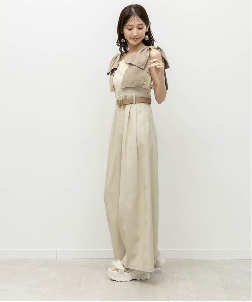 RANDA（ランダ）の「2WAY リボンショルダーロンパース（サロペット/オーバーオール・レディース・ベージュ/ネイビー/グレー・1/0）」の13枚目の写真