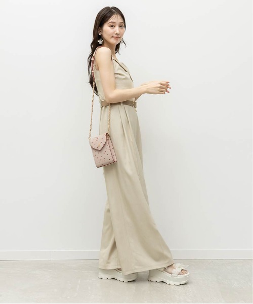 RANDA（ランダ）の「2WAY リボンショルダーロンパース（サロペット/オーバーオール・レディース・ベージュ/ネイビー/グレー・1/0）」の14枚目の写真