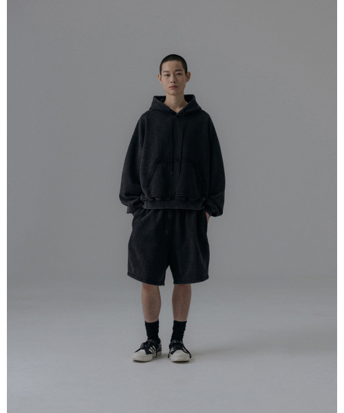 ANGLAN(アングラン)の「Heavyweight Washed Hoodie - Black(パーカー・メンズ・その他・ONE SIZE)」の3枚目の写真