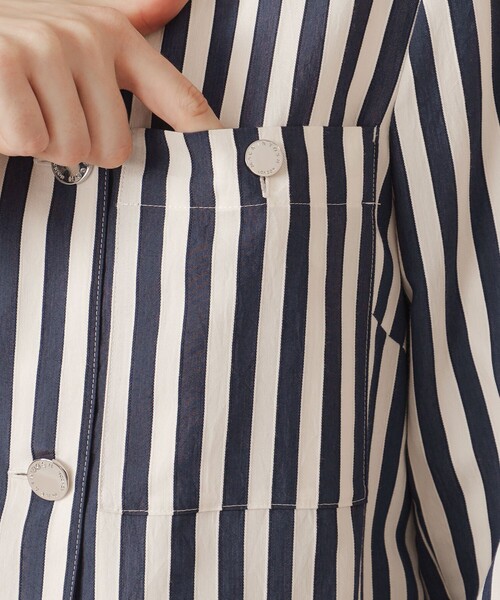 MACKINTOSH LONDON（マッキントッシュ ロンドン）の「ドビーストライプジャケット（ノーカラージャケット・レディース・ネイビー・38）」の5枚目の写真