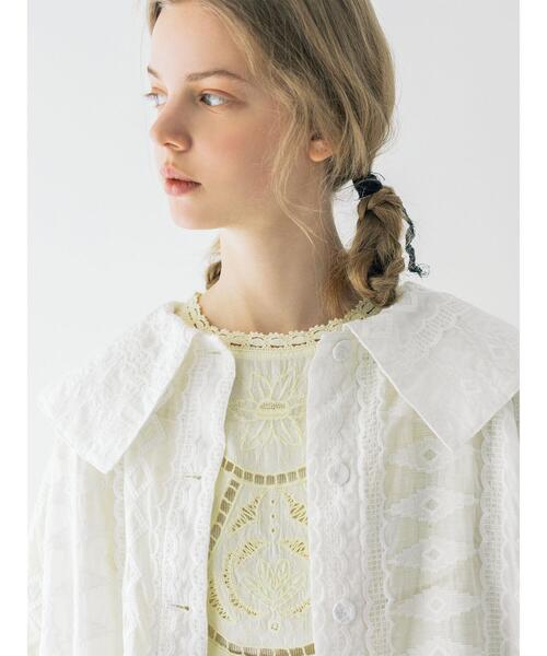 TSUHARU by Samansa Mos2（ツハルバイサマンサモスモス）の「シアー総刺繍コート（その他アウター・レディース・ブラック/オフホワイト・F）」の5枚目の写真