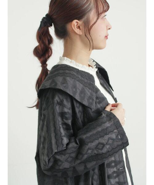 TSUHARU by Samansa Mos2（ツハルバイサマンサモスモス）の「シアー総刺繍コート（その他アウター・レディース・ブラック/オフホワイト・F）」の7枚目の写真