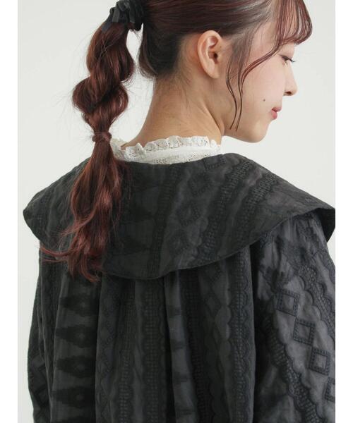 TSUHARU by Samansa Mos2（ツハルバイサマンサモスモス）の「シアー総刺繍コート（その他アウター・レディース・ブラック/オフホワイト・F）」の9枚目の写真