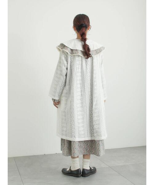 TSUHARU by Samansa Mos2（ツハルバイサマンサモスモス）の「シアー総刺繍コート（その他アウター・レディース・ブラック/オフホワイト・F）」の21枚目の写真