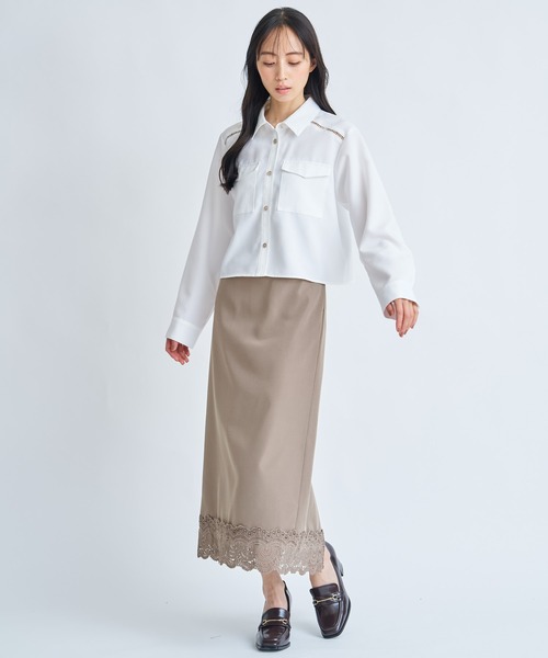 NOELA(ノエラ)の「レーストリムスカート(スカート・レディース・ベージュ/モカ・S/M)」の5枚目の写真