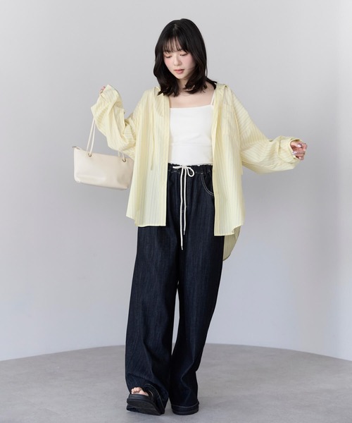 pocket(ポケット)の「フード付きオーバーサイズシャツ(シャツ/ブラウス・レディース・オフホワイト/ブルー/ブラック/イエロー・FREE)」の15枚目の写真