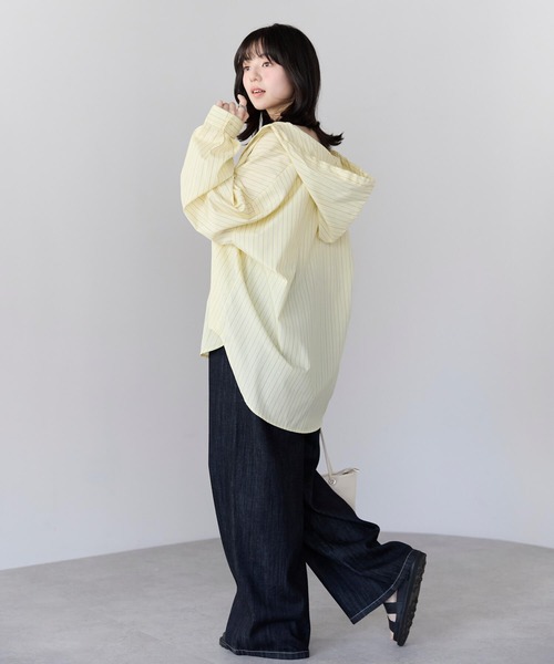 pocket(ポケット)の「フード付きオーバーサイズシャツ(シャツ/ブラウス・レディース・オフホワイト/ブルー/ブラック/イエロー・FREE)」の17枚目の写真