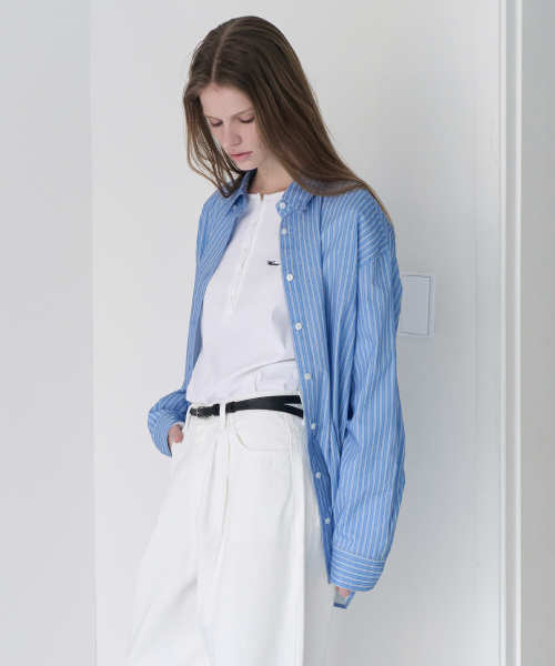LEVAR(レバー)の「Relaxed Stripe Over-Shirt - Blue Stripe(シャツ/ブラウス・レディース・その他・FREE)」の1枚目の写真