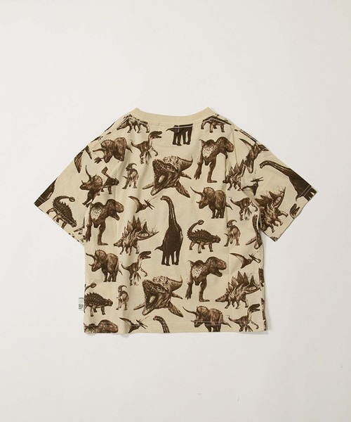 MAKE YOUR DAY（メイクユアデイ）の「リアルダイナソー総柄半袖Tシャツ■パパサイズ（Tシャツ/カットソー・メンズ・オフホワイト/グリーン/ベージュ・L/M）」の6枚目の写真