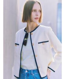 Te chichi（テチチ）の「ライトツイードバイカラージャケット《2026 spring catalog item》（ノーカラージャケット）」