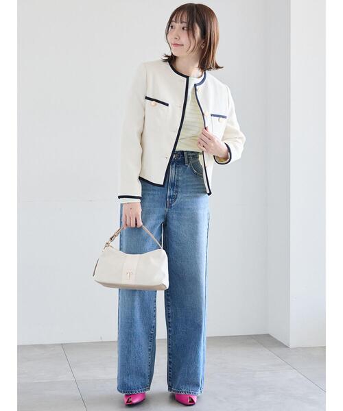 Te chichi(テチチ)の「ライトツイードバイカラージャケット《2026 spring catalog item》(ノーカラージャケット・レディース・アイボリー/ブルー・F)」の9枚目の写真