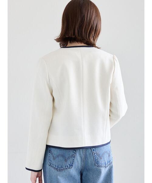 Te chichi(テチチ)の「ライトツイードバイカラージャケット《2026 spring catalog item》(ノーカラージャケット・レディース・アイボリー/ブルー・F)」の12枚目の写真