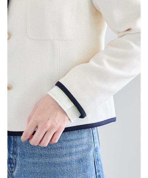 Te chichi(テチチ)の「ライトツイードバイカラージャケット《2026 spring catalog item》(ノーカラージャケット・レディース・アイボリー/ブルー・F)」の15枚目の写真