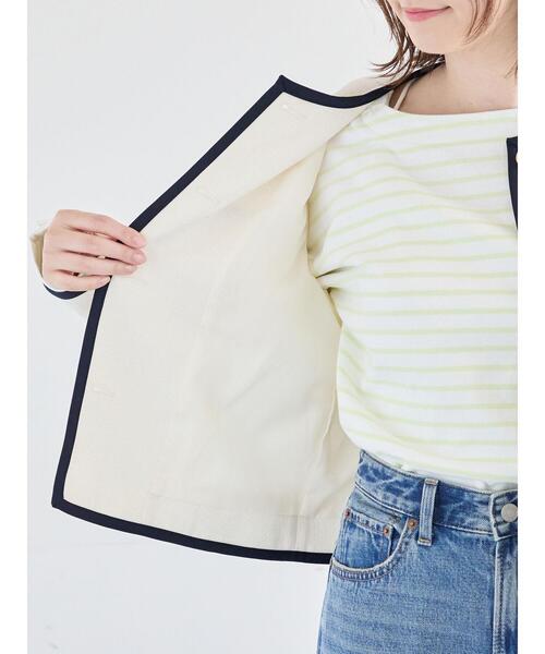 Te chichi(テチチ)の「ライトツイードバイカラージャケット《2026 spring catalog item》(ノーカラージャケット・レディース・アイボリー/ブルー・F)」の16枚目の写真