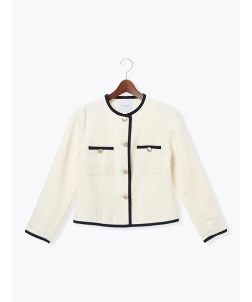 Te chichi(テチチ)の「ライトツイードバイカラージャケット《2026 spring catalog item》(ノーカラージャケット・レディース・アイボリー/ブルー・F)」の17枚目の写真