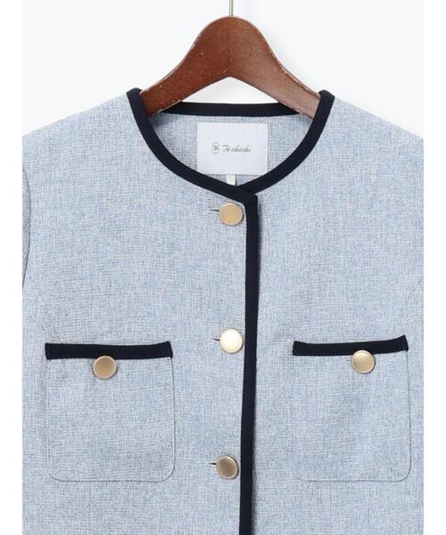 Te chichi(テチチ)の「ライトツイードバイカラージャケット《2026 spring catalog item》(ノーカラージャケット・レディース・アイボリー/ブルー・F)」の20枚目の写真