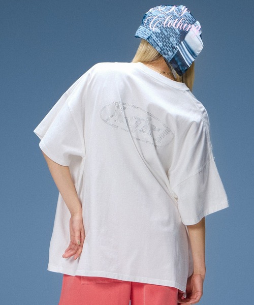 セール】RHINESTONE OVAL LOGO S/S BIG TEE DRESS（ワンピース）｜X