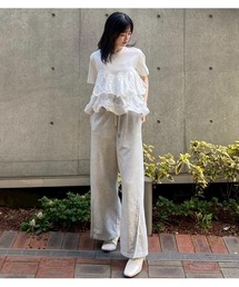 LE CIEL BLEU | SS Tシャツw/ラッフルヘム / SS T-Shirt w/ Ruffled Hem(Tシャツ/カットソー)